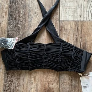 NWT PILYQ Isla Gold Black Bandeau Bikini Top S